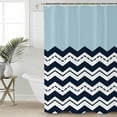 thumbnail image 2 of Black Chevron Shower Curtains for Bathroom Waterproof Fabric Bath Curtains Decor Bath Tub Curtain Geometric Blue White Sea Wavy Striped Decorative Shower Curtain Sets with 12 Hooks, 72x72 Inch, 2 of 6