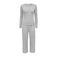 thumbnail image 4 of Delayuji Women's 2 Piece Set Loungewear Long Sleeve Mock Neck Tops and Wide Leg Pants Sets Casual Loose Fit 2 Piece Spring Outfits Outwear, 4 of 4