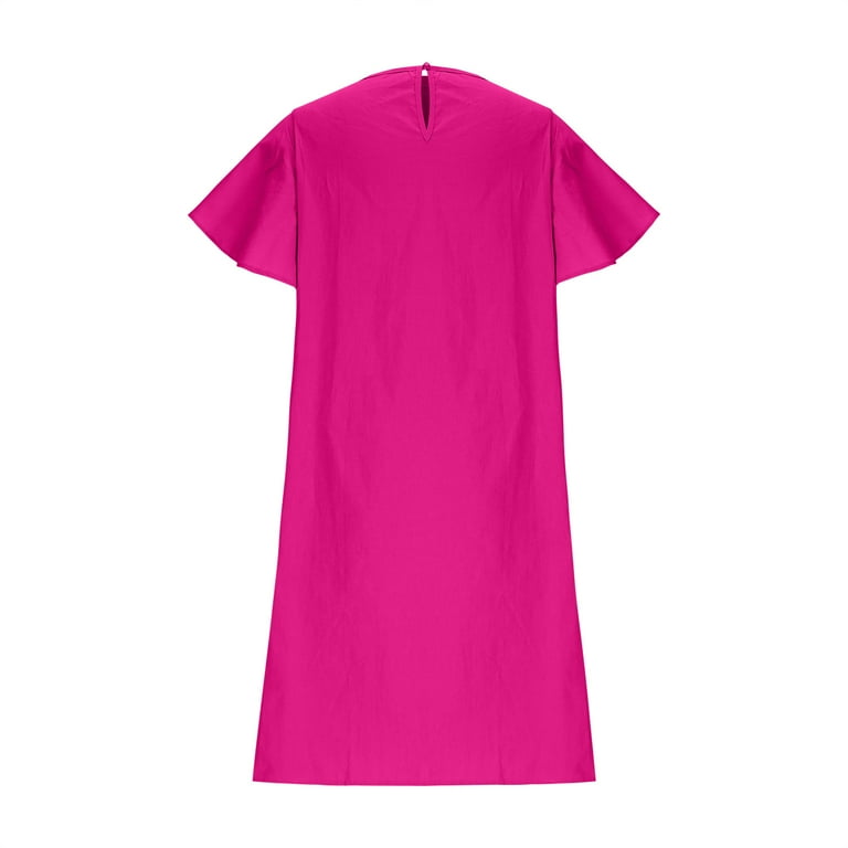 knee length dresses for ladies Out & About | Round Neck Short Sleeve Midi Dress