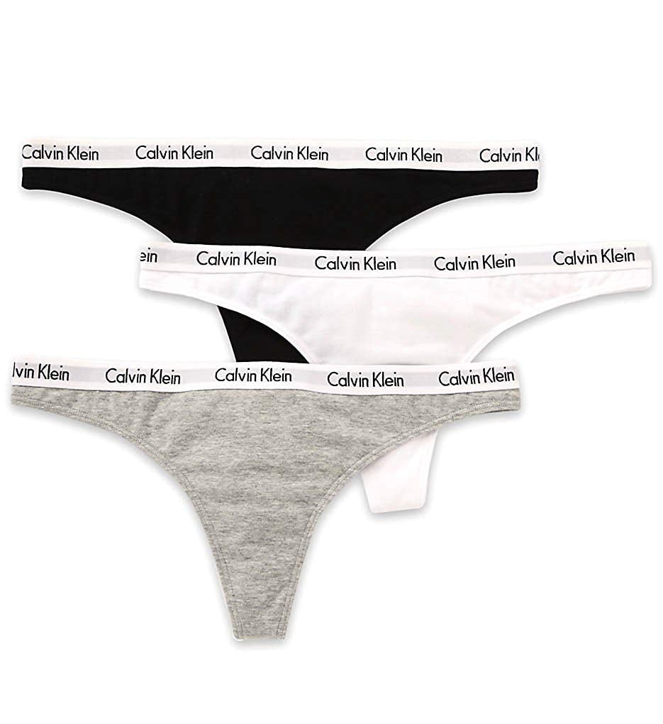 Calvin Klein BLACK/WHITE/GREY Carousel Thong Panty 3-Pack, US Small -  