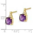 thumbnail image 4 of Primal Gold 10 Karat Yellow Gold Checkerboard Amethyst and Diamond Earrings, 4 of 4