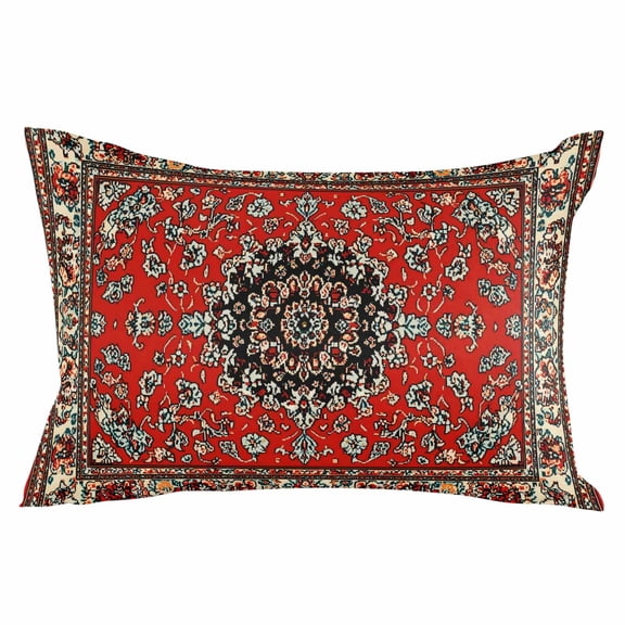 Red Boho Throw Pillow Cover 20 x 36 Inch Decorative Pillow Cover Vintage Farmhouse Abstract Floral Aesthetic Lumbar Pillowcase Seasonal Rectangle Cushion Case for Couch Sofa Bed Living Room