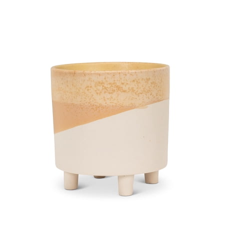 Set of 12 Medium Neutral Abstract Planter with Feet