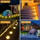 thumbnail image 3 of FloreceBien - Paquete de 4 luces solares para suelo, 8 luces LED de disco solares para exteriores, luces impermeables para suelo, luces solares para jardín, luces de paisaje para caminos, patios,, 3 of 8