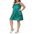 thumbnail image 4 of Agnes Orinda Women's Plus Size Valentines Day Nightgown Camisole Sleeveles Heart Print Lingerie Dress Sleepwear 3X Green, 4 of 6