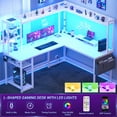 thumbnail image 3 of Homieasy L Shaped Desk with Power Outlet and LED lights, Ergonomic L-Shaped Gaming Desk with Monitor Stand, Reversible Corner Computer Desk with Hutch and Storage Shelf for Home Office, White, 3 of 7