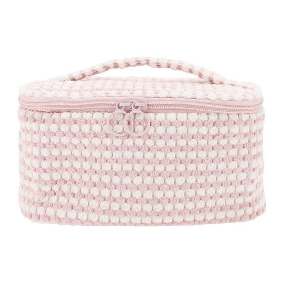 Unique Bargains 1Pc Women Plush Travel Storage Makeup Bag for Outdoor Activities Pink