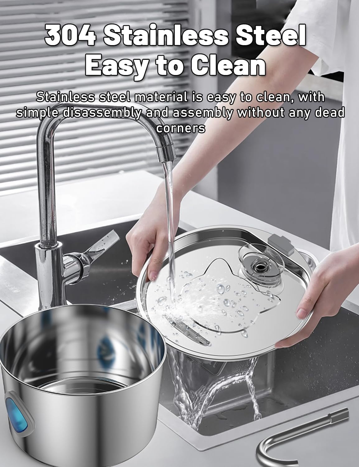 Stainless Steel Dog Water Fountain - Quad-Purification System, Continuous Circulating Flow, Quiet Operation & Easy-to-Clean