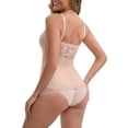 thumbnail image 3 of DARING DIVA Women's Lace Mesh See Through V-Neck Control Cami with Padded Adjustable Spaghetti Straps Breathable Tank S Beige, 3 of 5