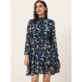 thumbnail image 2 of Vestido Floral de Gasa Allegra K Azul Oscuro L, 2 of 6