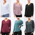 thumbnail image 2 of TFixol Camisas de entrenamiento para mujer sueltas de secado rápido con cuello en V elástico, 2 of 8