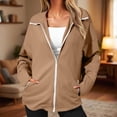 thumbnail image 2 of hlysgo Women's Casual Jacket Biker Moto Loose Fit Comfort Coat Lightweight Fall Bomber Outerwear Tops Brown,M, 2 of 5