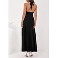 thumbnail image 5 of PRETTYGARDEN Holiday Cocktail Dresses for Women Summer Elegant V Neck Halter Backless Wedding Guest Party Midi Dress, 5 of 7