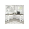 thumbnail image 4 of Bush Furniture Key West Modern Farmhouse L-Shaped L Home Office | Corner Desk, 60W, Pure White and Shiplap Gray, 4 of 6