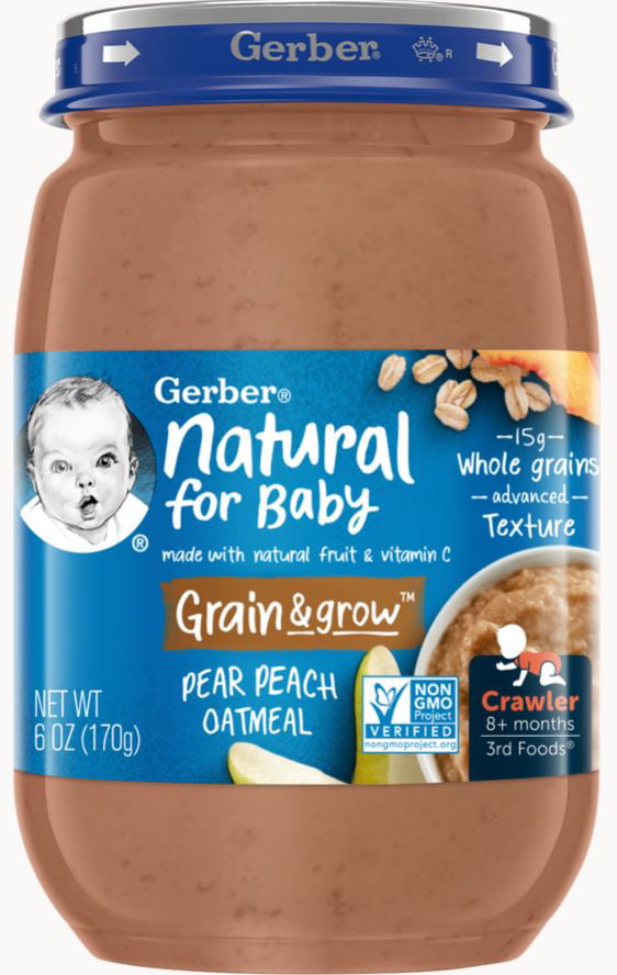 Gerber Stage 3, Pear Peach Oatmeal Baby Cereal, 6 oz Jar