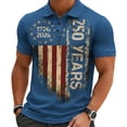 thumbnail image 4 of Polos for Men Golf Short Sleeve Collar Shirt 250 Years Anniversary Classic Loose Plus Size Casual Graphic Men's Shirts Blue XXXL, 4 of 4