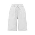 thumbnail image 4 of Lmueinov Women's Bermuda Shorts, High Waisted Pleated Dress Shorts with Drawstring, Casual Knee Length Summer Work Business Pants, 4 of 5