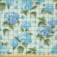 thumbnail image 2 of Ambesonne Bridal Fabric by the Yard Microfiber, Hydrangea Flowers Swirls, 3 Yards, Pale Blue Reseda Green, 2 of 2