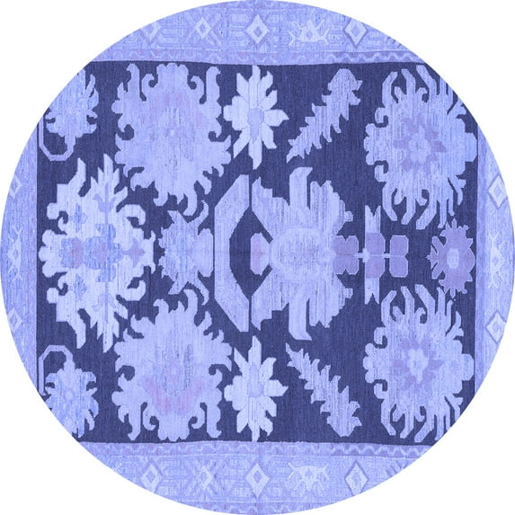 Ahgly Company Indoor Round Abstract Blue Modern Area Rugs, 5' Round