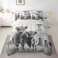 thumbnail image 2 of Castle Fairy Teens Highland Cattle Bedding Comforter Set,Cabin Windmill Queen Bedding Sets, 2 of 8