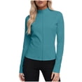 thumbnail image 3 of Yeaiivve Women Slim Fit Workout Jackets Full Zip Long Sleeve Hiking Shirts Running Athletic Yoga Tops Lightweight SPF Zip Up Outdoor Jacket Green,XXXXXL, 3 of 7