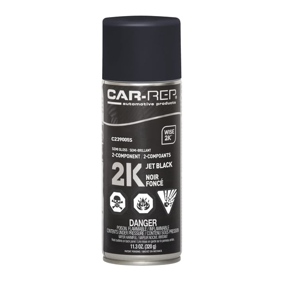 CAR-REP® Epoxy Color Top Coat with Wise 2K Technology, Easy Application, High Coverage, Jet Black Semi-Gloss, 11oz Aerosol