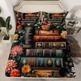 thumbnail image 2 of Manfei Western Books Teens Full Size Sheets, Farmhouse Groovy Daisy Bed Sheets, Oil Printing Artwork Sheet Sets, Luxury Bedroom Decor, 4 Pieces, 2 of 7