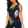 thumbnail image 2 of Uemuo Spaceships and Stars Pattern Workout Tank Tops for Women Breathable Moisture-wicking tank top Sleeveless Running Loose Fit Yoga Tops Active Shirts Sports Gym Exercise, 2 of 9