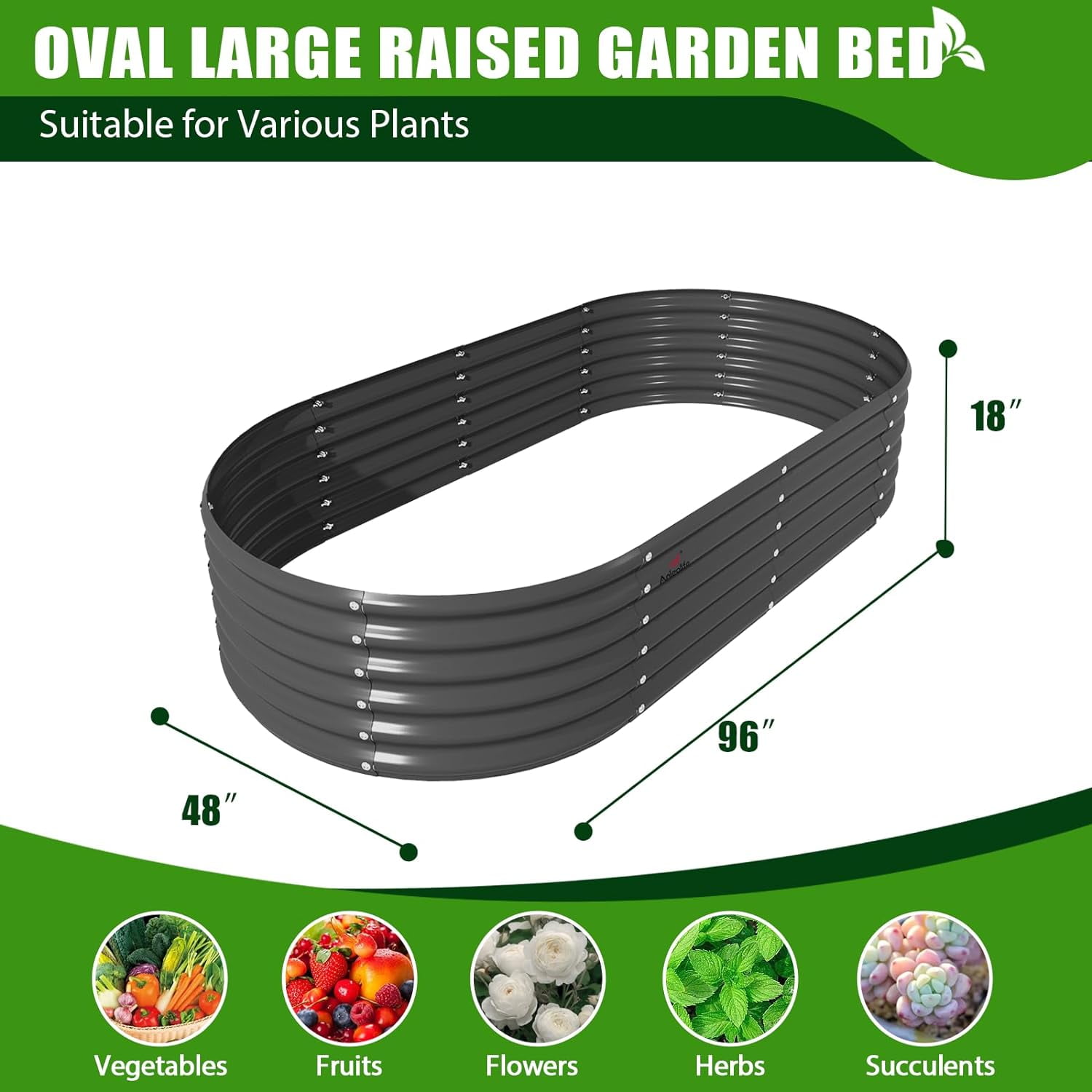 Anleolife 2 PACK 8x4x1.5 ft Galvanized Raised Garden Beds Outdoor, Oval Large Metal Planter Box for Planting Vegetables Flowers Herb, Anti-Rust, Quartz Grey