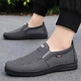 thumbnail image 4 of Men Walking Shoes Breathable Hollow Mesh Casual Shoes Lightweight Non Slip Slip On Thick Rubber Sole Loafers Three Classic Solid Color Daily Outdoor Sneakers, 4 of 8