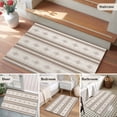 thumbnail image 6 of Diamond Stripe Washable Area Rug 2 x 3 ft Art Boho Tribal Khaki White Woven Effect Line , Soft Non Slip Rugs Stain Repellent Indoor Felt Carpet for Living Dining Room Bedroom Home Office, 6 of 9