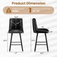 thumbnail image 2 of Firmoz Set of 2 Swivel Bar Stools, PU Leather 24.5" Counter Height Chairs with Back, Industrial Metal Footrest for Kitchen Island, Black, 2 of 11