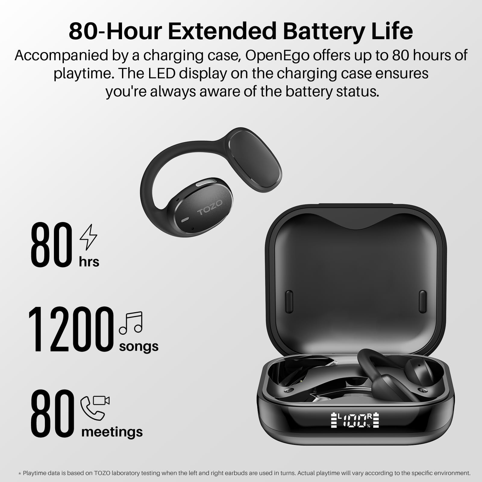 TOZO AI Noise Cancel Headphones, Open Ear Earbuds, Bone Conduction Headphones, 80H, 100+ Languages AI Translation, AI Clear Calls, OrigX Acoustics Stereo Bass, Lightweight Comfortable Wear