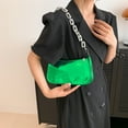 thumbnail image 3 of New trend fashion contrast casual zipper small square bag simple artificial leather handbag - green, 3 of 5