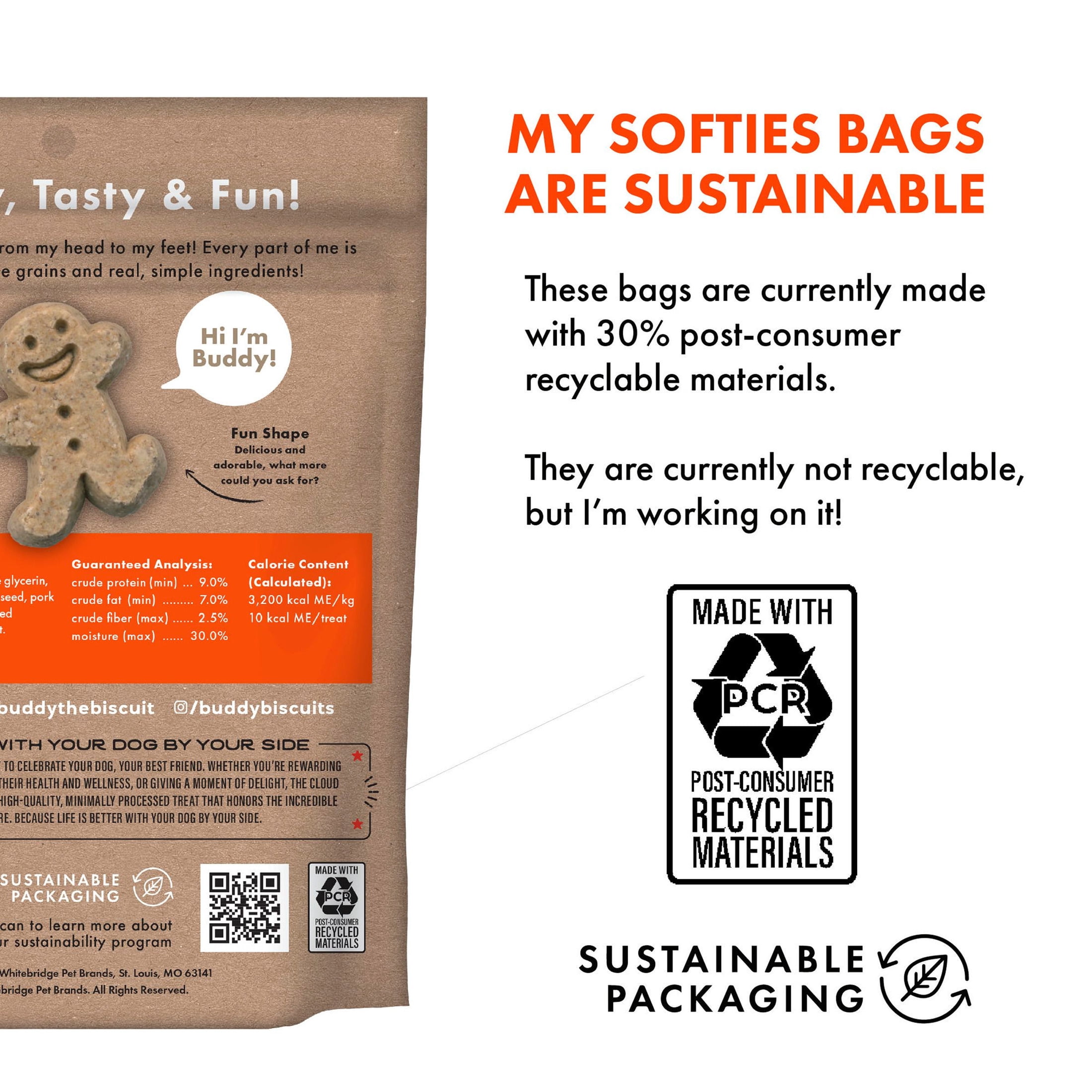 (6 pack) Buddy Biscuit Softies 6 oz. Bag, Soft & Chewy, Natural Peanut Butter Flavor Dog Treats, Oven