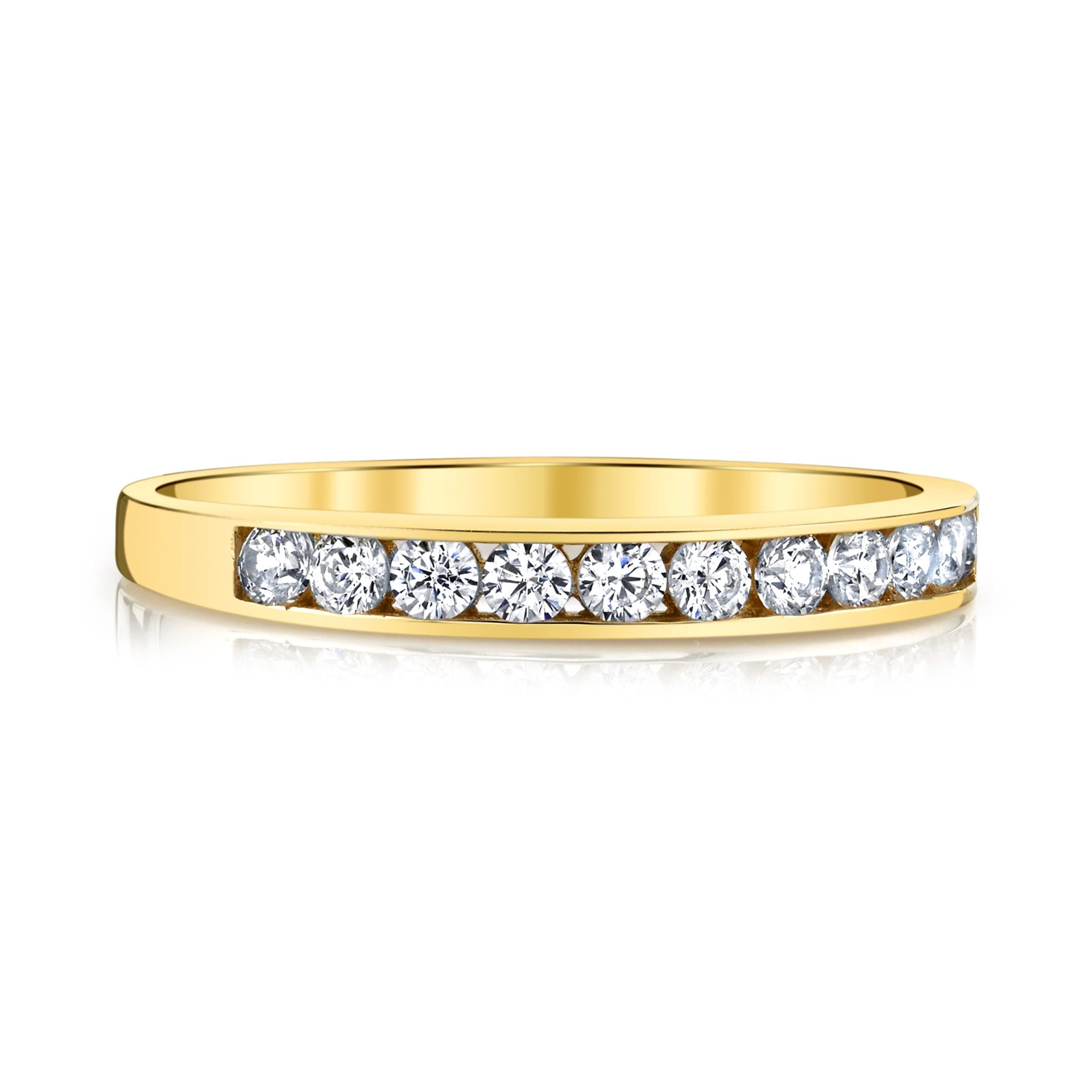 10k Solid White or Yellow Gold Channel Wedding Band Ring