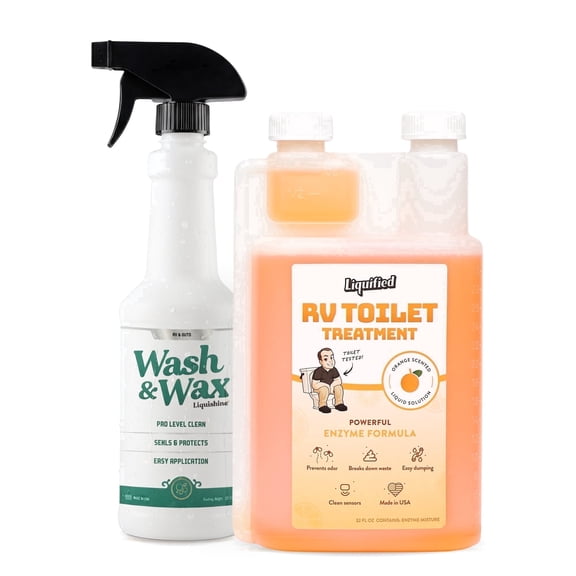 Liquified RV Clean Basic Bundle with Orange RV Tank Treatment and Liquishine Spray Cleaner, Kit of 2