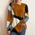 thumbnail image 2 of IROINID Liquidation Hauts pour Femmes Grande Taille Détente Col Rond Manches Longues Chemise Ample Imprimée Blouse Hauts, Orange, 2 of 9