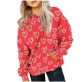 thumbnail image 2 of Tao Tao Boys And Girls Valentine's Day Hoodies Love Heart Printed Hooded Sweatshirts Long Sleeve Pullover Tops With Pocket Loose Fit Top Sports Shirt Red 150, 2 of 5
