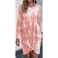 thumbnail image 3 of Vestido corto informal con tinte de corbata para mujer, cuello redondo, sin mangas, camiseta suelta de verano, minivestido Ormromra, 3 of 6