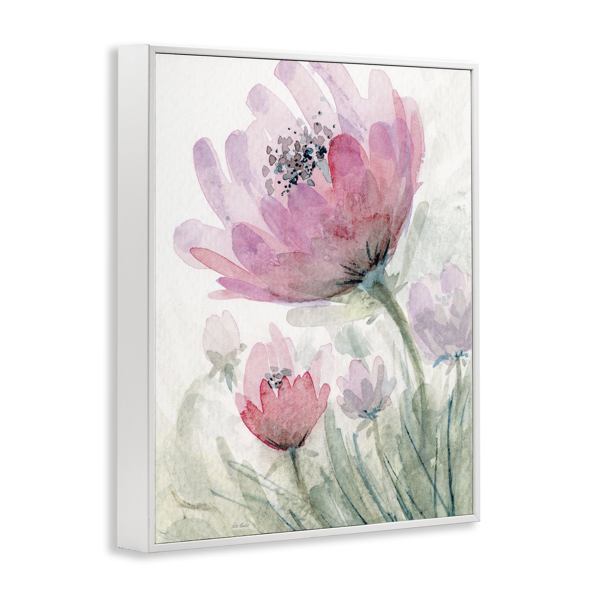 Stupell Industries Pink Flower Blossoms White Framed Giclee Art, design by Patti Bishop