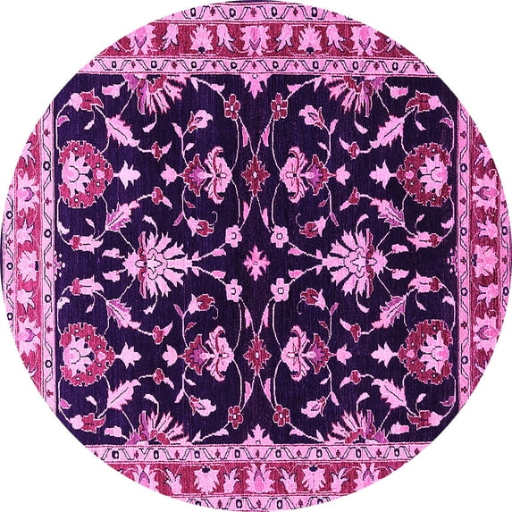 Ahgly Company Indoor Round Oriental Pink Traditional Area Rugs, 5' Round
