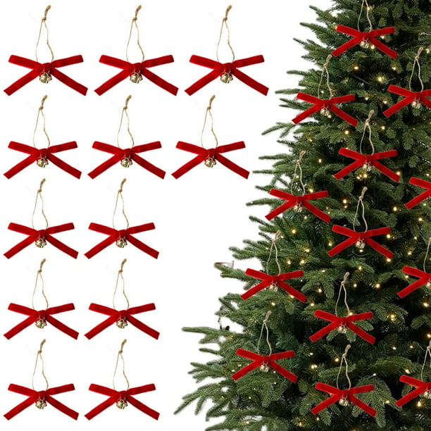 mfyjkho 12 Adornos Colgantes De Lazo Para Árbol De Navidad: Decoración De Tela Para Colgar, Para Coronas, Regalos Y Fiestas.