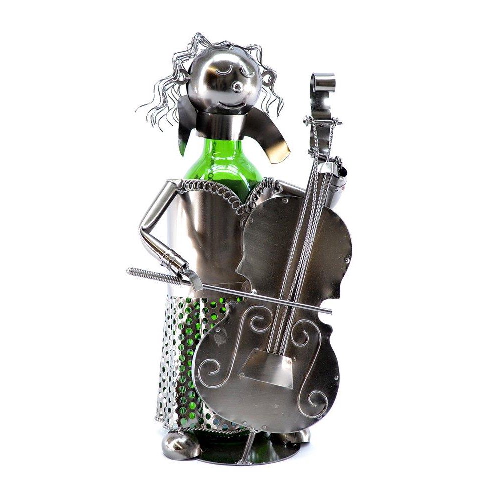 (D) Wine Bottle Holder, Cello Player, Bar Decoration, Gift for Musician