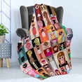 thumbnail image 4 of Colorful Soft Flannel Fleece Throw Blanket, Design of People Portraits Art Composition of Bizarre and Funny Abstract Images, Cozy Plush for Indoor and Outdoor Use, 70" x 90", Multicolor, by Ambesonne, 4 of 5