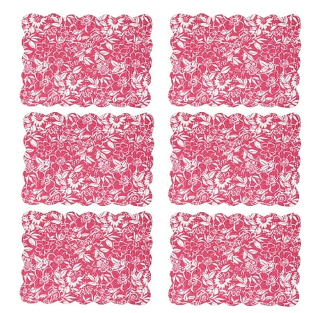 

Pink Hibiscus Cotton Quilted Rectangular Placemat Set of 6