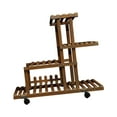 thumbnail image 2 of DOLITY Wooden Plant Stand Flower Pot Holder Space Saving Flowerpot Organizer Rack for With Wheels, 2 of 9