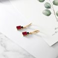 thumbnail image 4 of Gem Stone King 18K Yellow Gold Plated Silver Red Created Ruby Black Onyx and White Topaz Dangle Earrings for Women (6.26 Cttw, Gemstone July Birthstone, Emerald Cut 9X7MM), 4 of 4