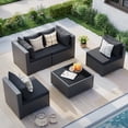 thumbnail image 3 of ELPOSUN 5 Pieces Patio Furniture Set, Outdoor Furniture Sectional Rattan Sofa for Backyard Garden Black, 3 of 7