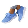 thumbnail image 3 of Linfrsh Womens Extra Wide Sneakers Lightweight Breathable Comfortable Running Walking Gym Sport Athletic Shoes Blue,7.5, 3 of 9